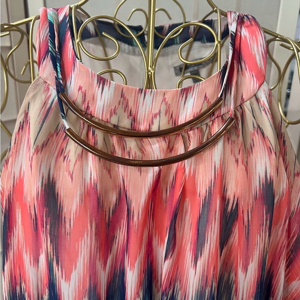 Bailey Blue Pink and Orange Sleeveless Graphic Blouse